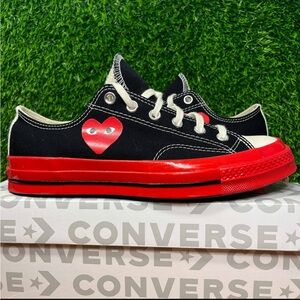Converse Black and Red Heart Sneakers